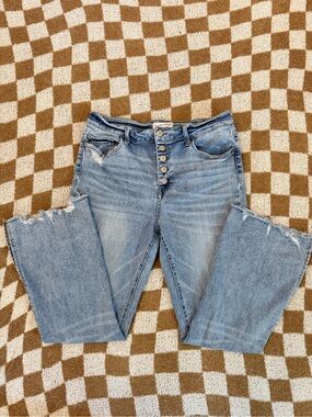 Flying Monkey Light Blue Wide Leg Jeans with Button-Fly